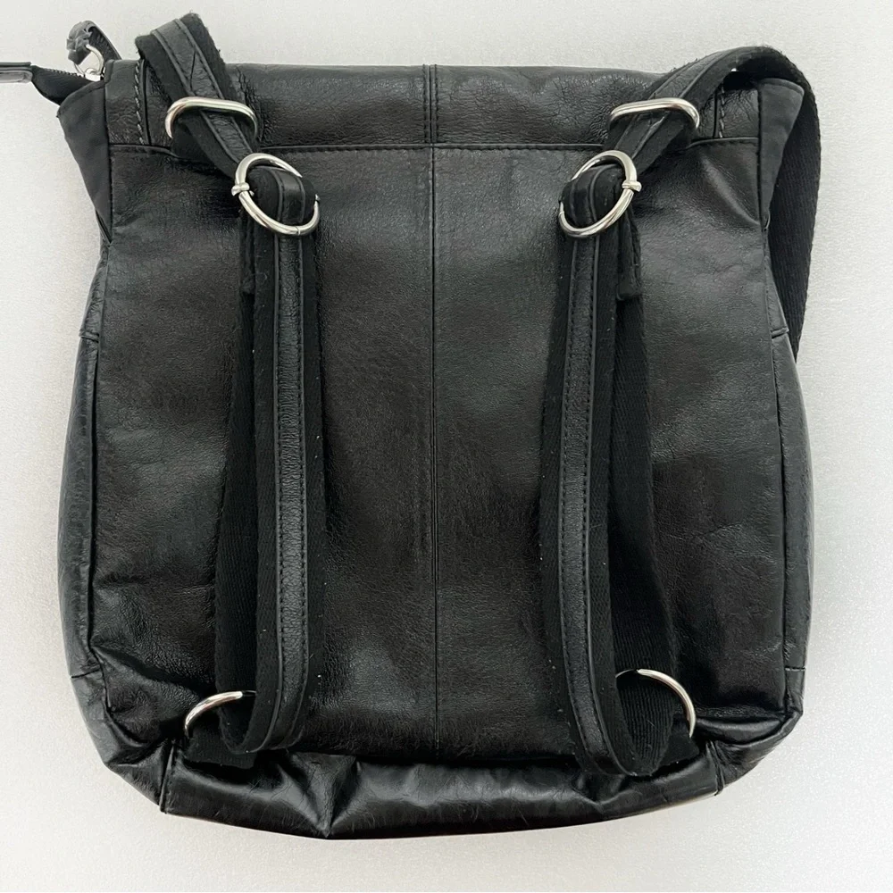 The Sak Ventura Stylish soft black leather Backpack messenger purse handbag